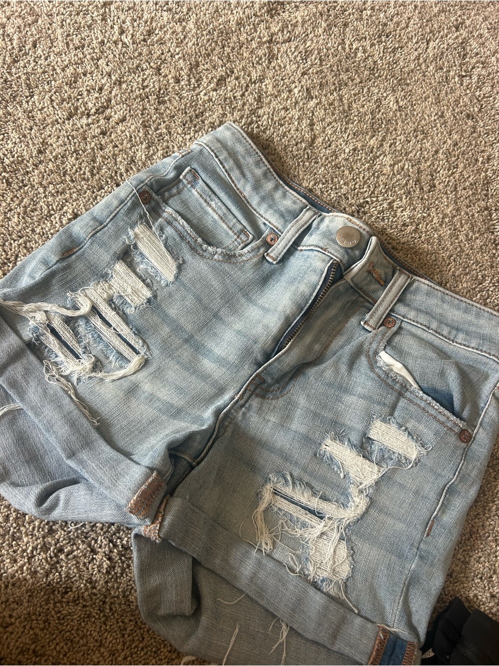 Light Blue Distressed Women's Denim Shorts